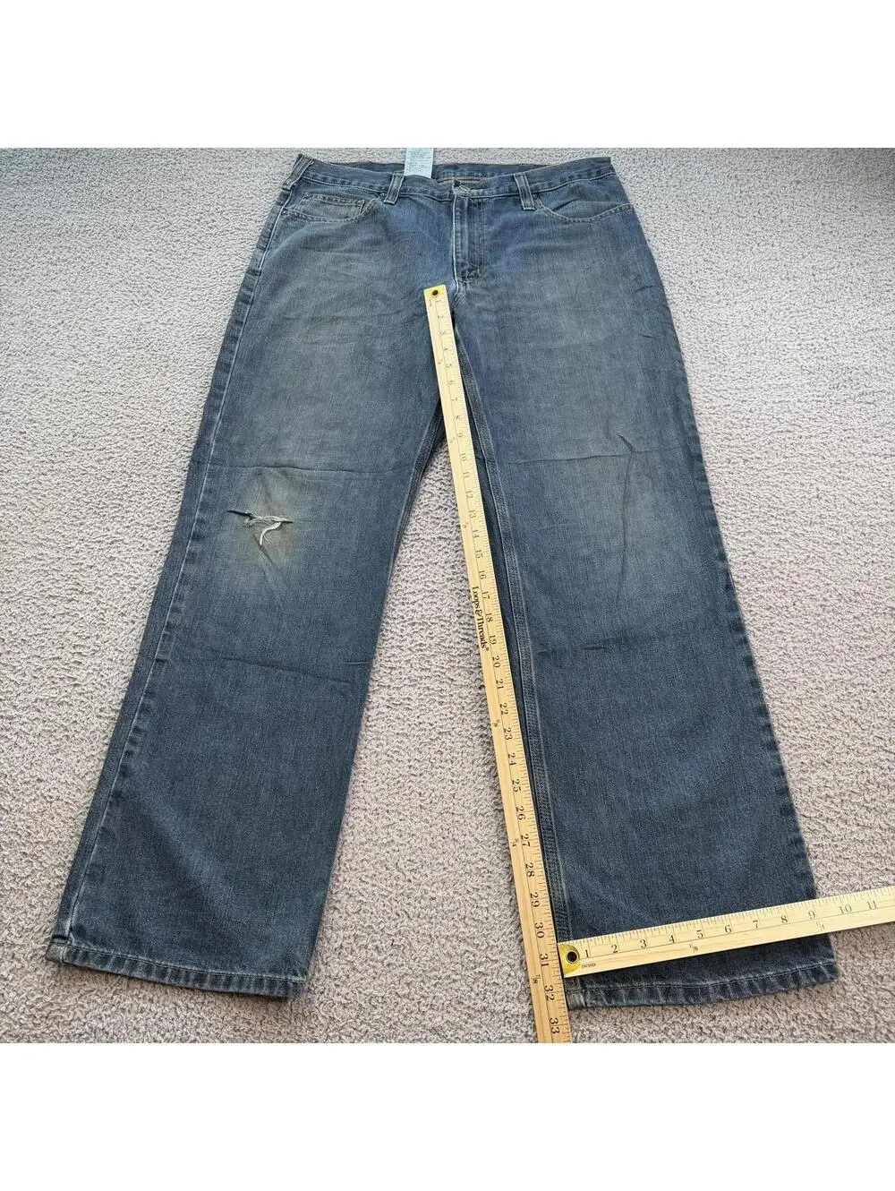 Carhartt Relaxed Fit Jeans Mens 36x32 Blue Denim Workwear Carpenter Style Faded